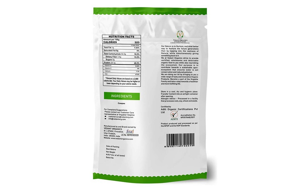 Orgabite Organic Cowpea    Pack  1 kilogram